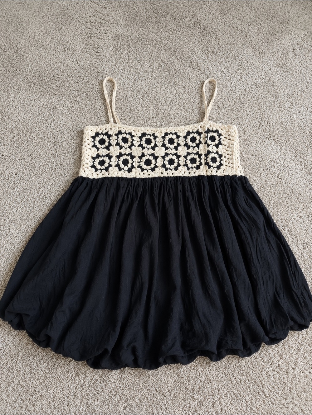 ASOS Black Sundress with Cream Crochet Bodice